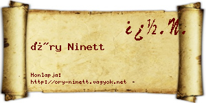 Őry Ninett névjegykártya